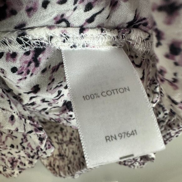 J. Jill Medium Long Sleeve Collared Button Down Shirt Floral Purple Cotton - Picture 3 of 4